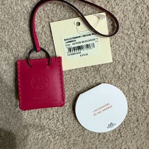 New Hermes Pink Milo Lambskin Shopping Bag Charm